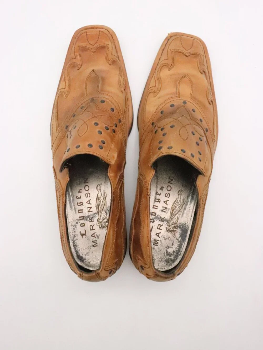 Lounge By Mark Nason U Rock Men's Size 10.5 Square Toe Loafers Brown Leather